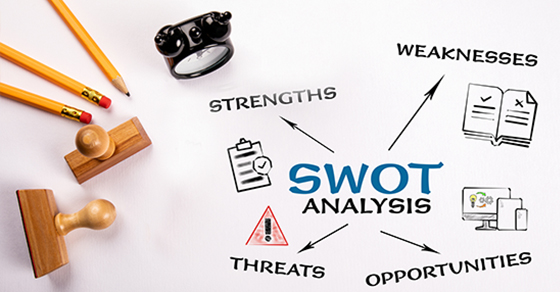 SWOT analysis. Strategy, planning, project and business concept (Demo)